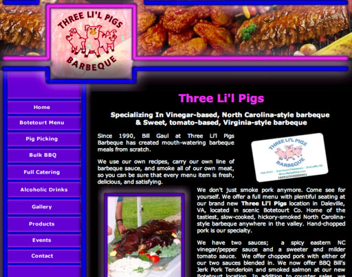 Three Lil Pigs BBQ - Previous Website Design