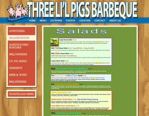 Three Lil Pigs BBQ Website Design